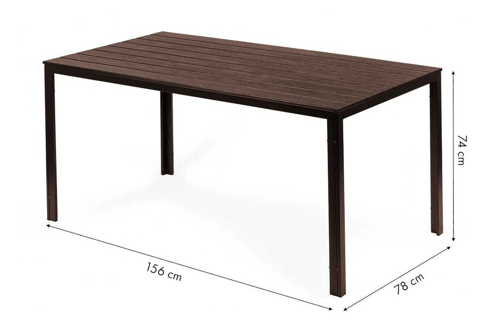 6 vietų rudas sodo stalas 156 x 78 cm