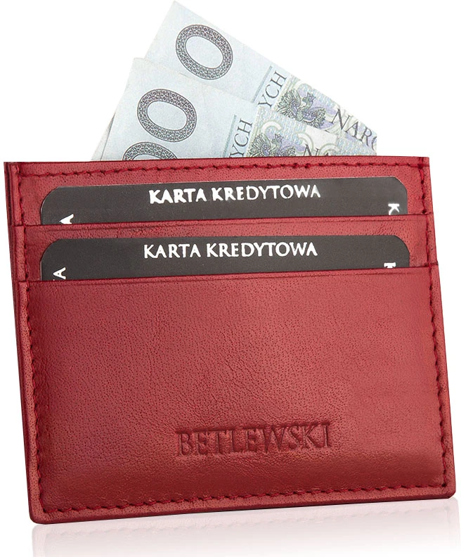 Akcija BETLEWSKI® odinis kreditinės kortelės dėklas (raudonas)