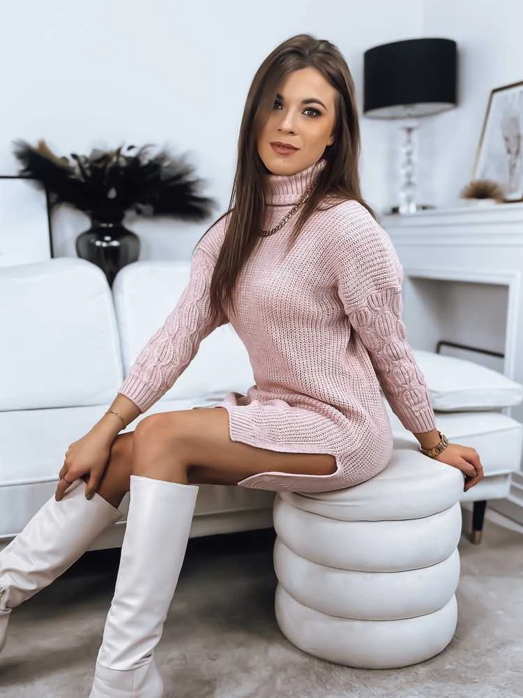Akcija Moteriška megzta rožinė suknelė Piron