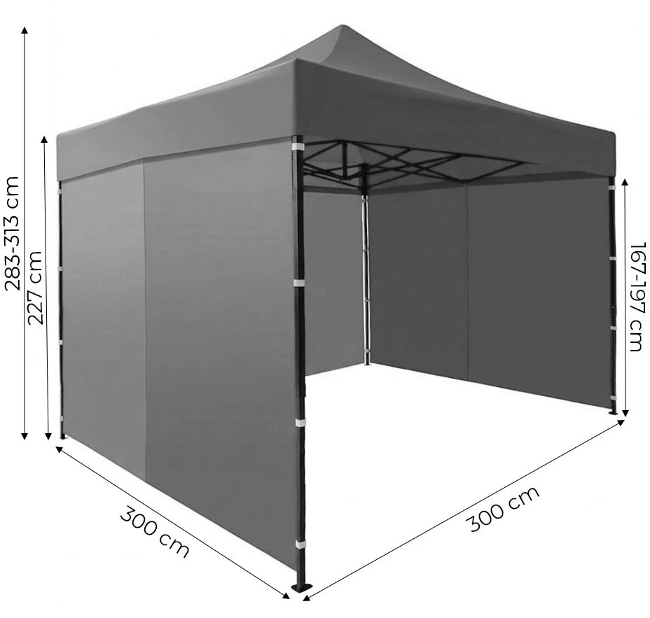 Automatinė sodo palapinė 3x3 m pilkos spalvos MultiGarden