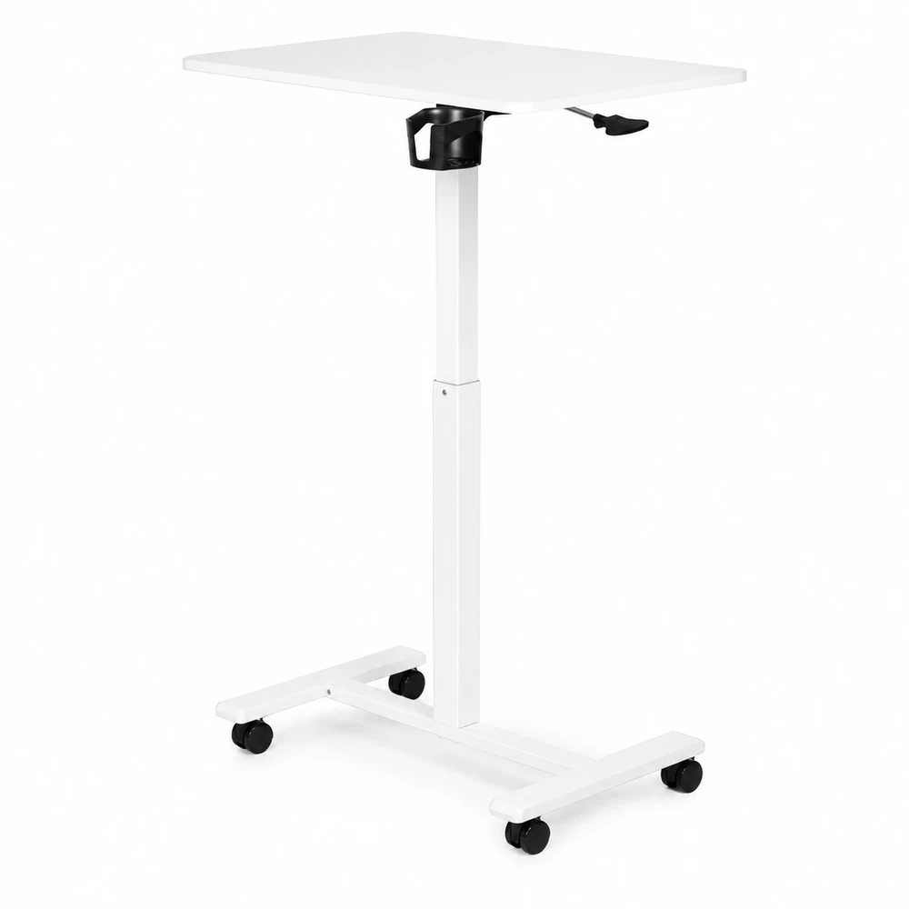 Baltas mobilus reguliuojamo aukščio stalas 70x48 cm ModernHome