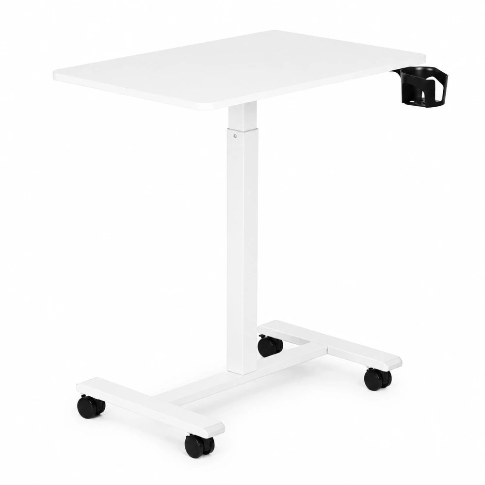 Baltas mobilus reguliuojamo aukščio stalas 70x48 cm ModernHome