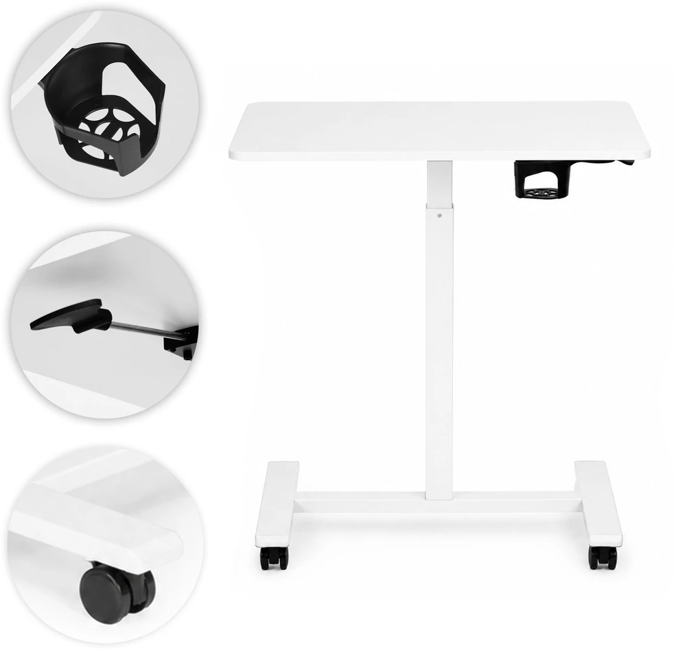 Baltas mobilus reguliuojamo aukščio stalas 70x48 cm ModernHome