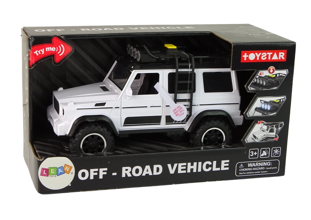 Automobilis visureigis Lean Toys, baltas, 23x14x11 cm