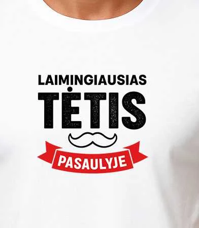 Balti marškinėliai Laimingiausias tėtis (juodas)
