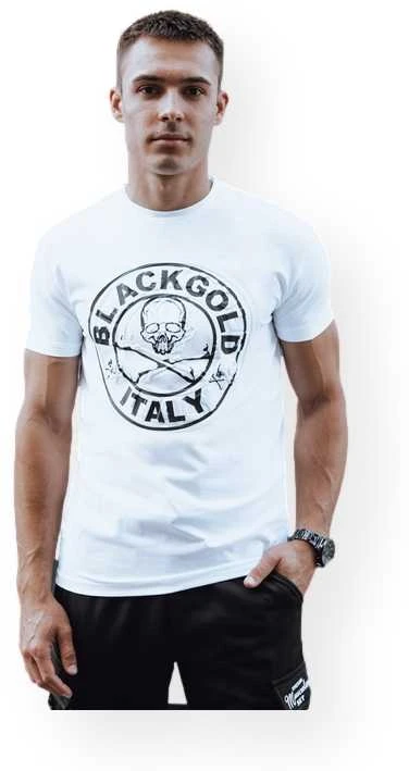 Balti vyriški marškinėliai su spauda Blackgold