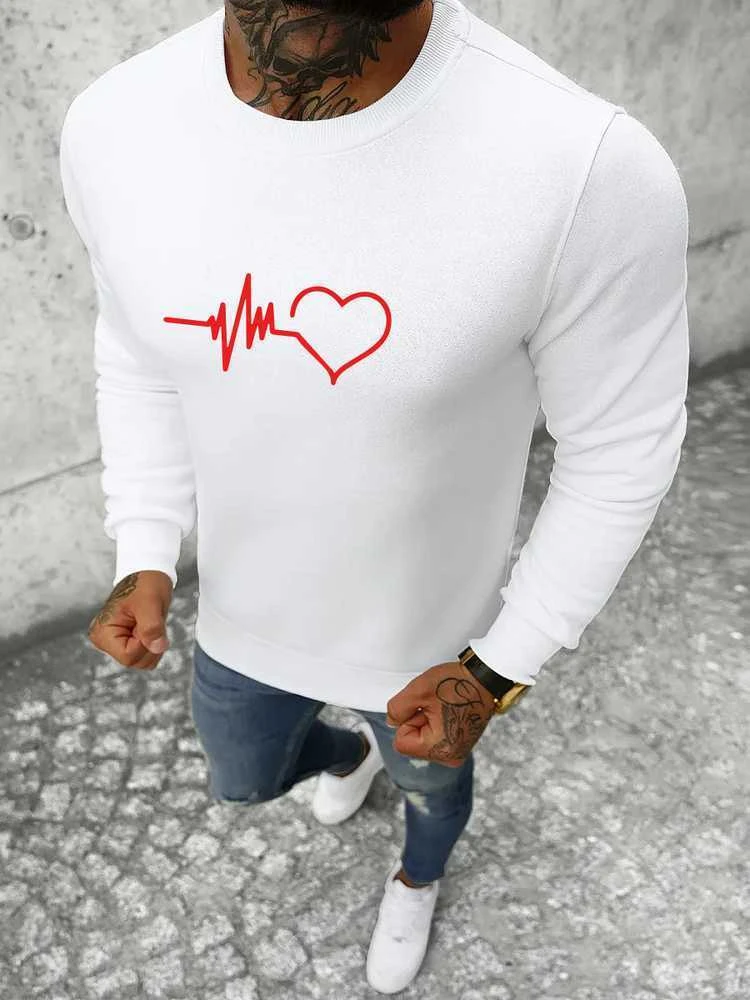 Baltos spalvos vyriškas džemperis Heart