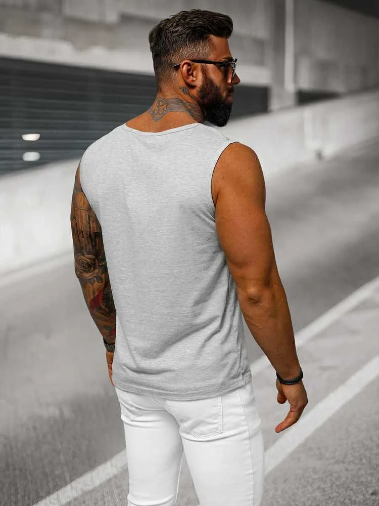Berankoviai šviesiai pilki vyriški marškinėliai Look