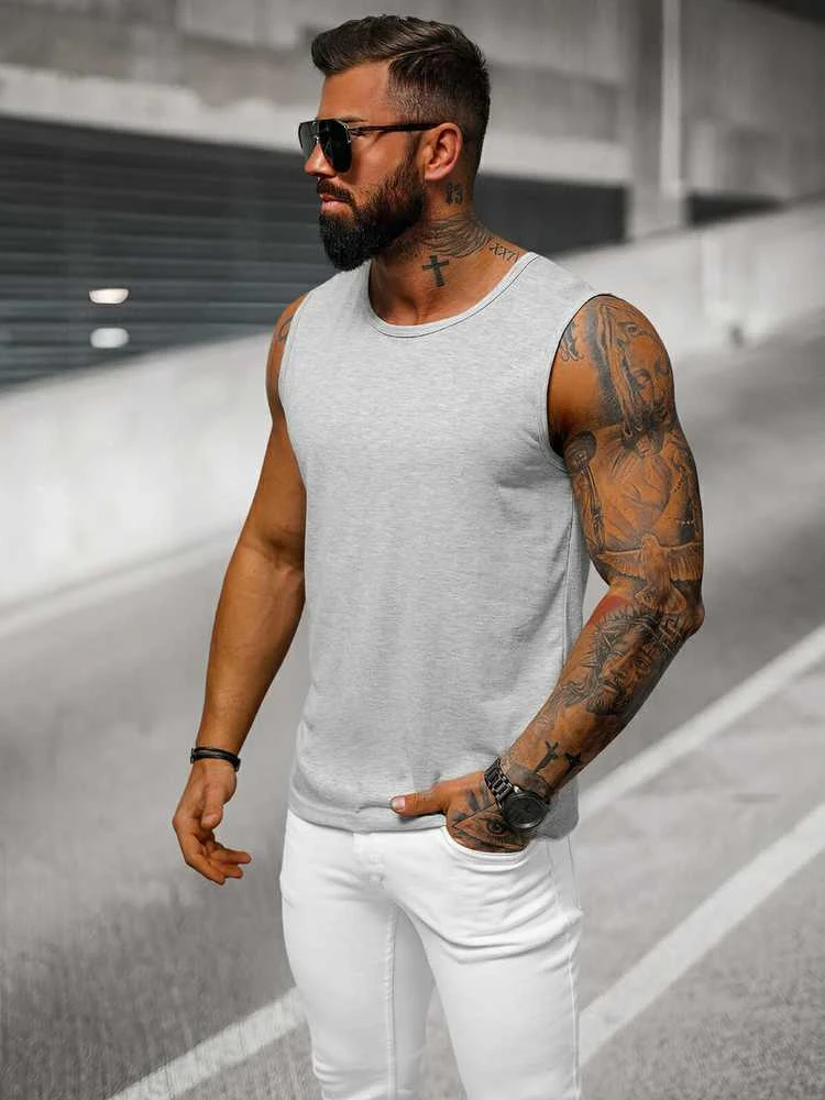 Berankoviai šviesiai pilki vyriški marškinėliai Look