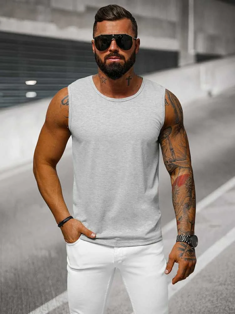 Berankoviai šviesiai pilki vyriški marškinėliai Look