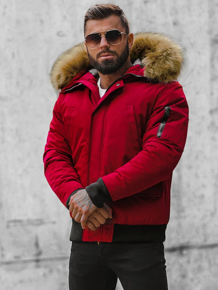 Bomber stiliaus žieminė bordo vyriška striukė Lemor