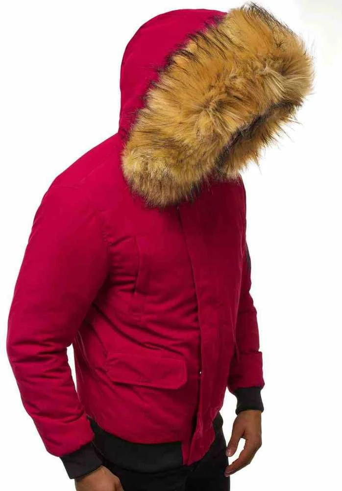 Bomber stiliaus žieminė bordo vyriška striukė Lemor