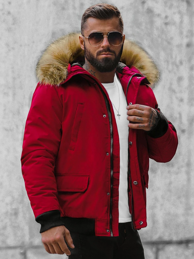 Bomber stiliaus žieminė bordo vyriška striukė Lemor