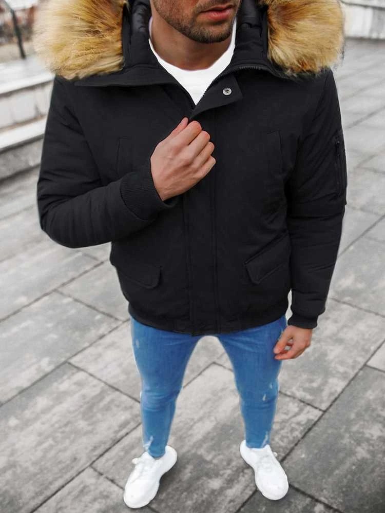 Bomber stiliaus žieminė juoda vyriška striukė Lemor