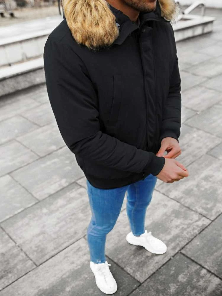 Bomber stiliaus žieminė juoda vyriška striukė Lemor