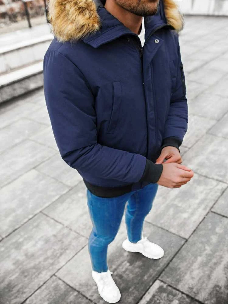 Bomber stiliaus žieminė tamsiai mėlyna vyriška striukė Lemor