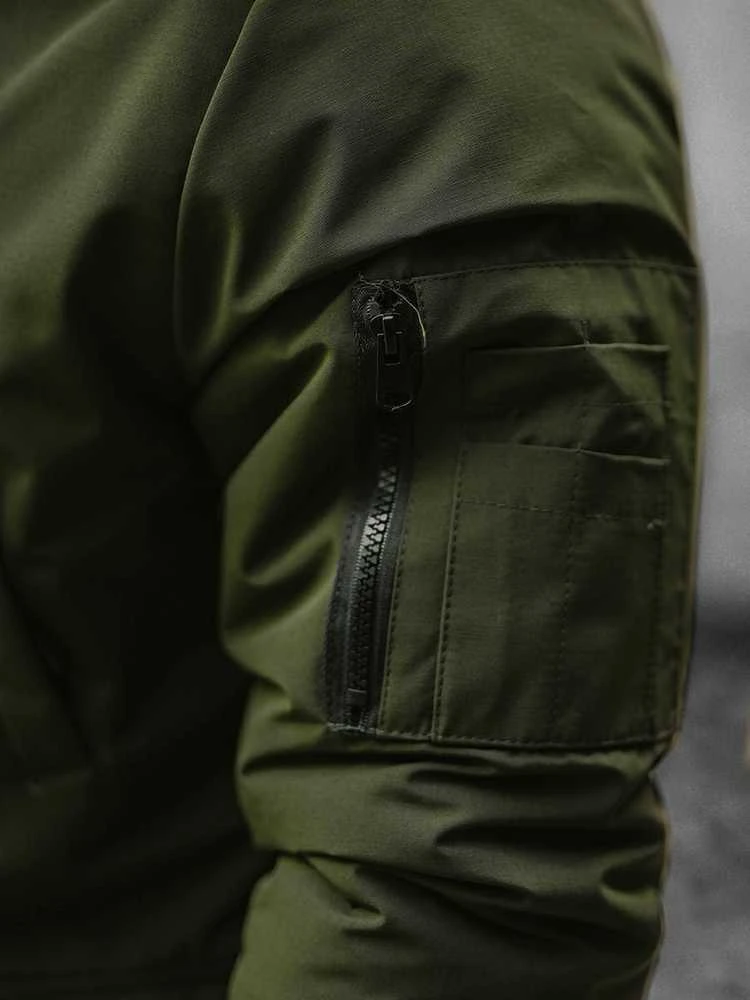 Bomber stiliaus žieminė žalia vyriška striukė Lemor