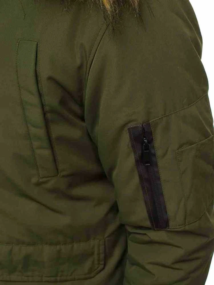 Bomber stiliaus žieminė žalia vyriška striukė Lemor