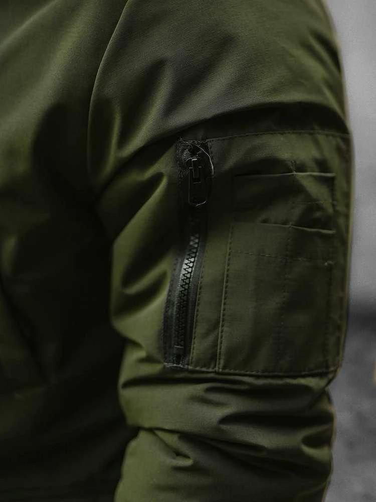 Bomber stiliaus žieminė žalia vyriška striukė Lemor