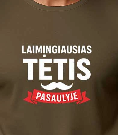 Chaki marškinėliai Laimingiausias tėtis (baltas)
