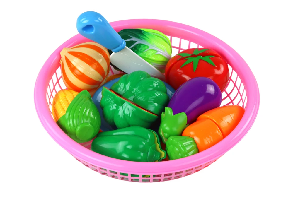 Lean Toys Žaislinių daržovių rinkinys LeanToys su peiliu ir lėkštute