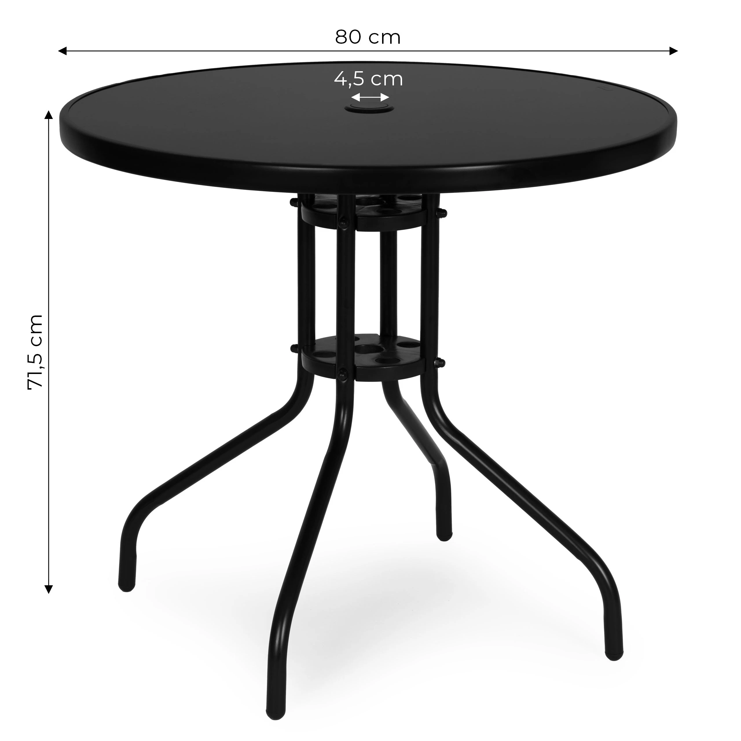 Apvalus juodas stalas 80 cm aprašymas - Prekės nuotrauka