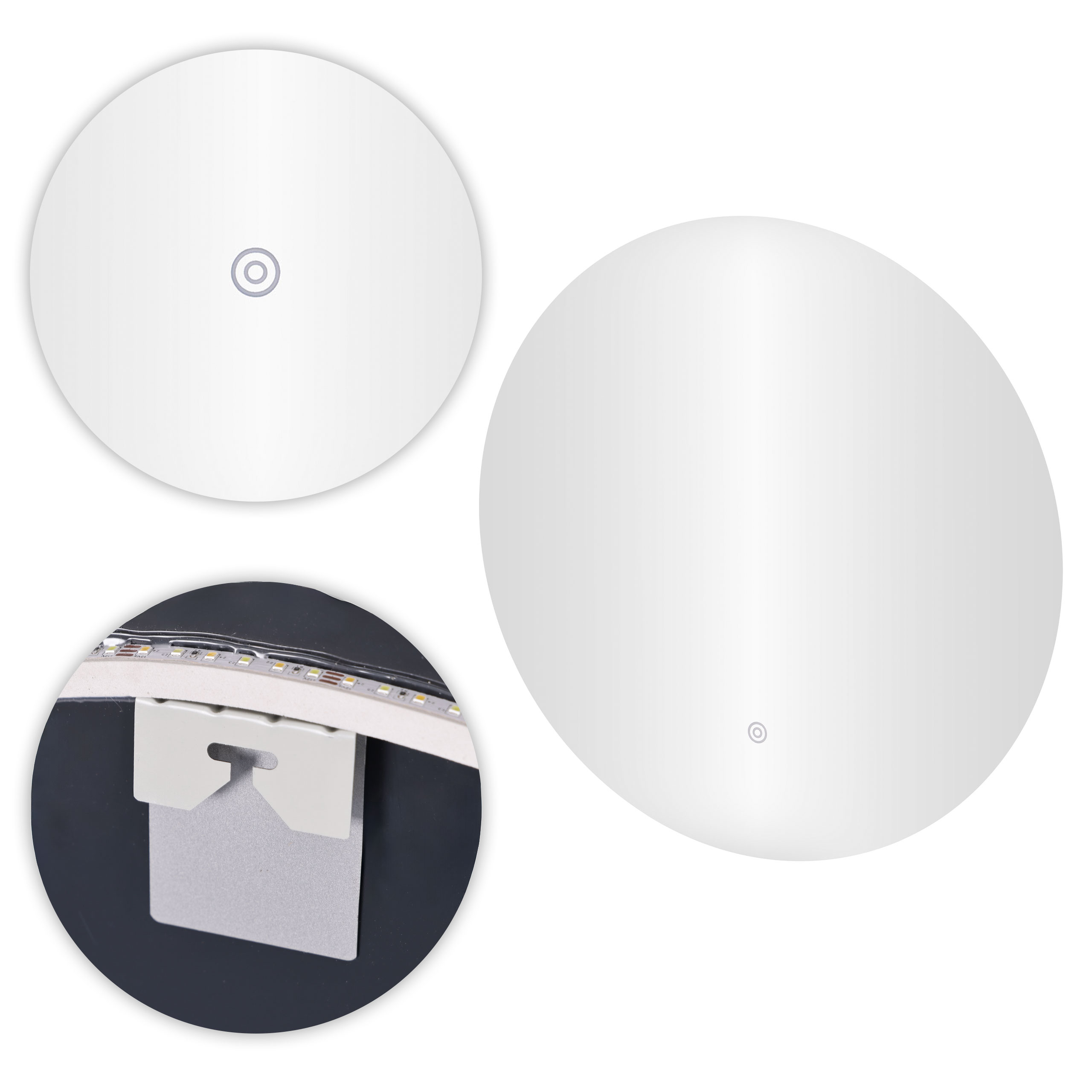 Apvalus LED vonios veidrodis 80 cm su 3 šviesos spalvomis ModernHome aprašymas - Prekės nuotrauka