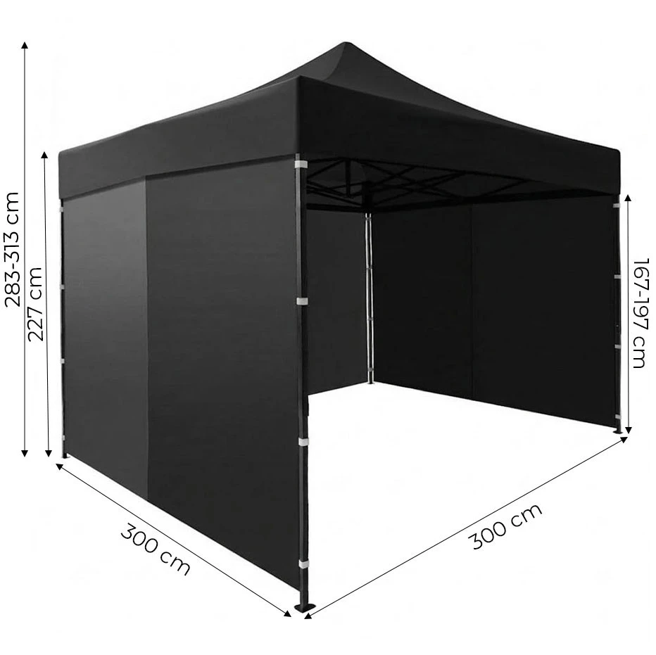 Automatinė sodo palapinė 3x3 m juodos spalvos MultiGarden aprašymas - Prekės nuotrauka