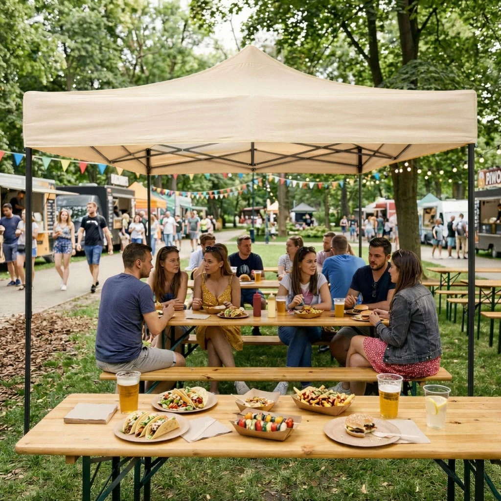 Automatinė sodo palapinė 3x3 m smėlio spalvos MultiGarden aprašymas - Prekės nuotrauka