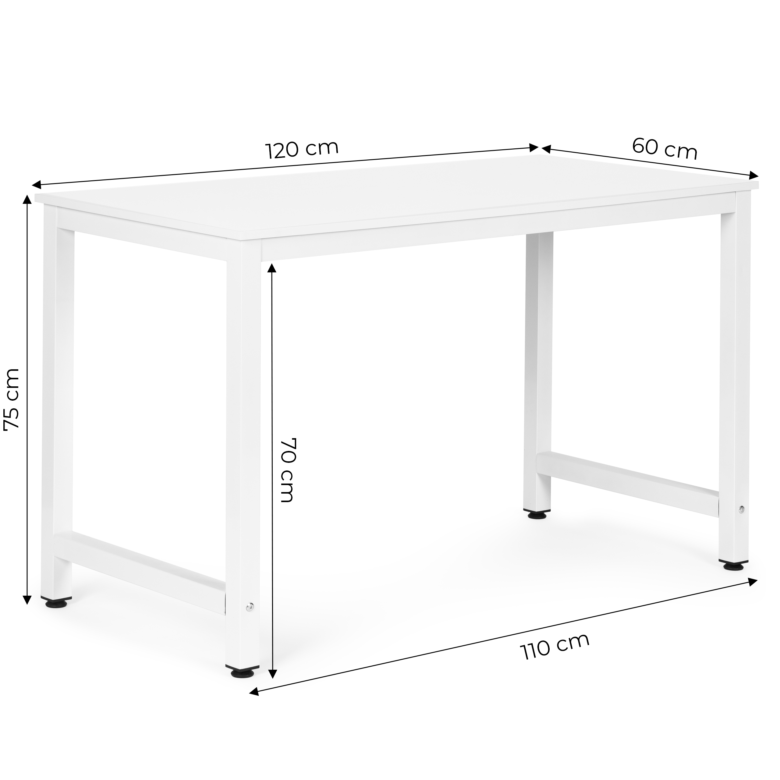 Baltas kompiuterinis/mokyklinis stalas 120x60 cm ModernHome aprašymas - Prekės nuotrauka