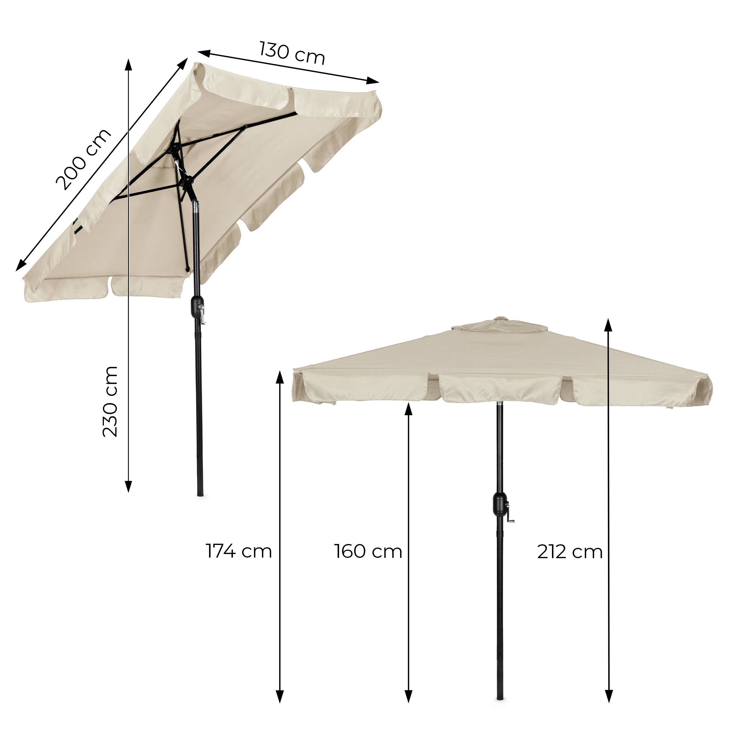 Didelis rusvas stačiakampis sodo skėtis 200 x 130 cm Multigarden aprašymas - Prekės nuotrauka