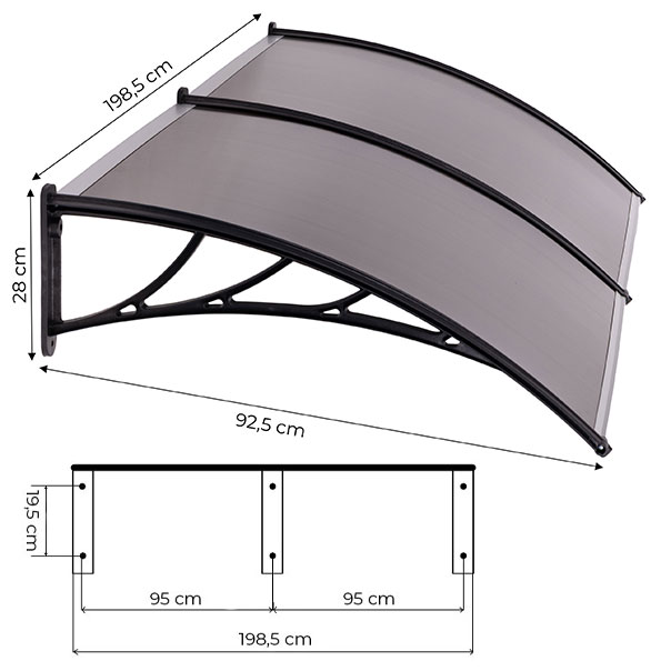 Dvigubas įėjimo durų stogelis 200x100 cm MultiGarden aprašymas - Prekės nuotrauka