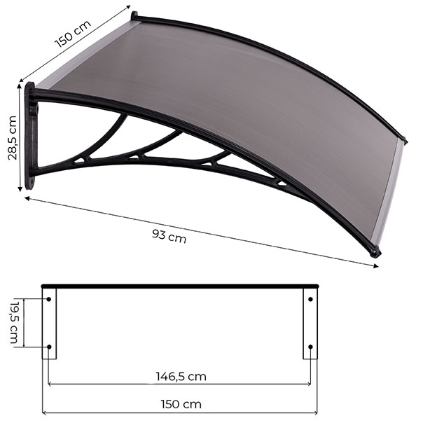 Įėjimo durų stogelis 150x100 cm MultiGarden aprašymas - Prekės nuotrauka