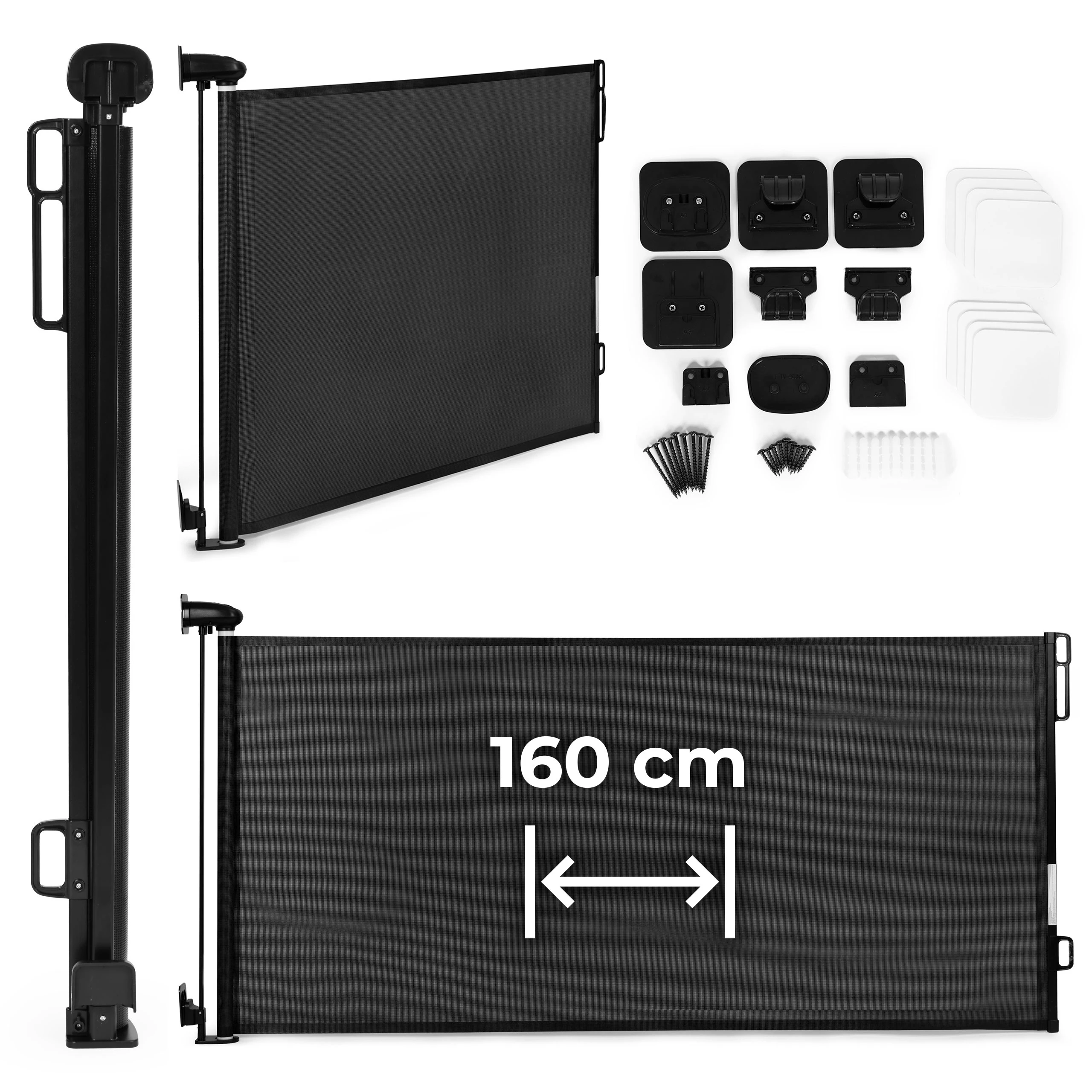 Ištraukiama apsauginė vartelė laiptams ir durims 160 cm, juoda, ECOTOYS aprašymas - Prekės nuotrauka
