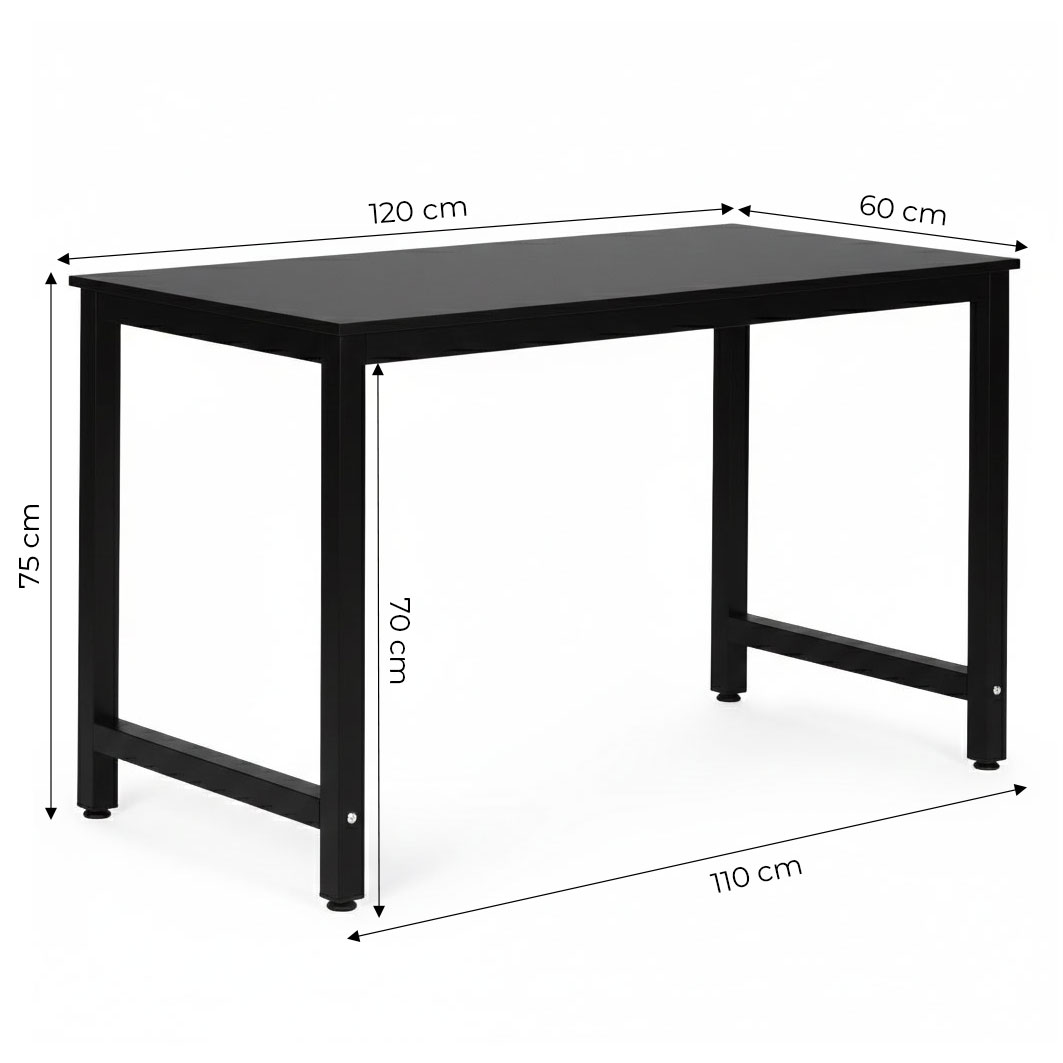 Juodas kompiuterio/mokyklinis stalas 120x60 cm ModernHome aprašymas - Prekės nuotrauka