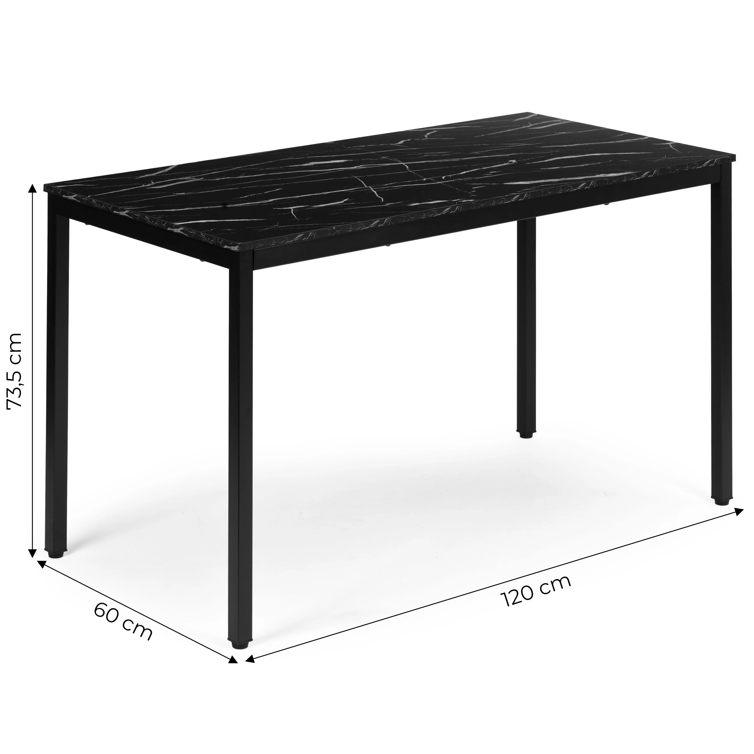 Juodo marmoro virtuvės / rašomojo stalas 120 x 60 cm aprašymas - Prekės nuotrauka