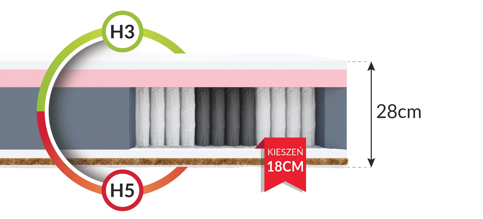 Kelių kamerų čiužinys IVREA MAX 80X200 aprašymas - Prekės nuotrauka