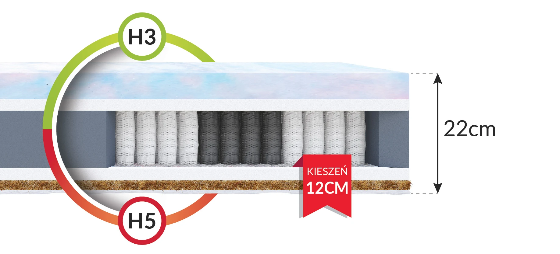 Kelių kamerų čiužinys SAVA 140x200 aprašymas - Prekės nuotrauka