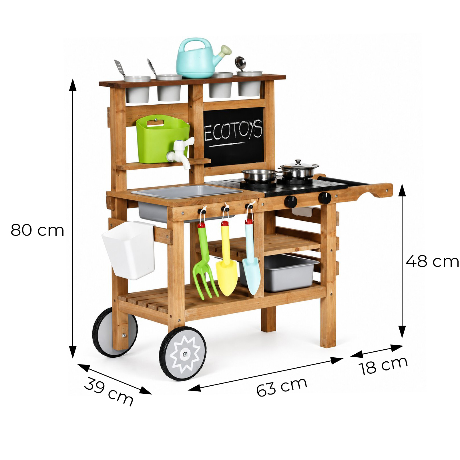 Ecotoys Lauko virtuvėlė vaikams su priedais ir lentele aprašymas - Prekės nuotrauka
