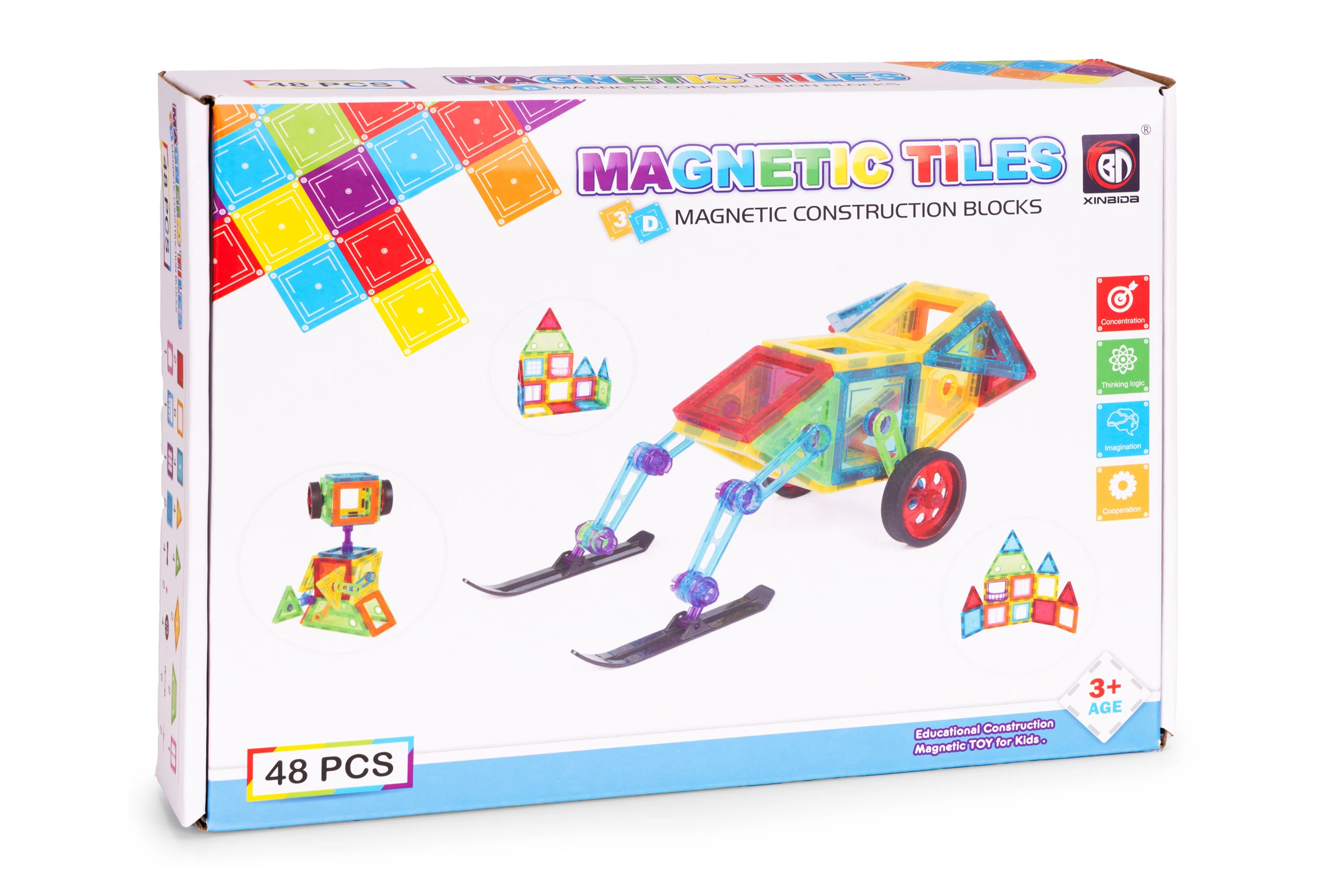 Multistore Magnetinių konstruktorių rinkinys „Namai ir automobiliai“, 48 dalių aprašymas - Prekės nuotrauka