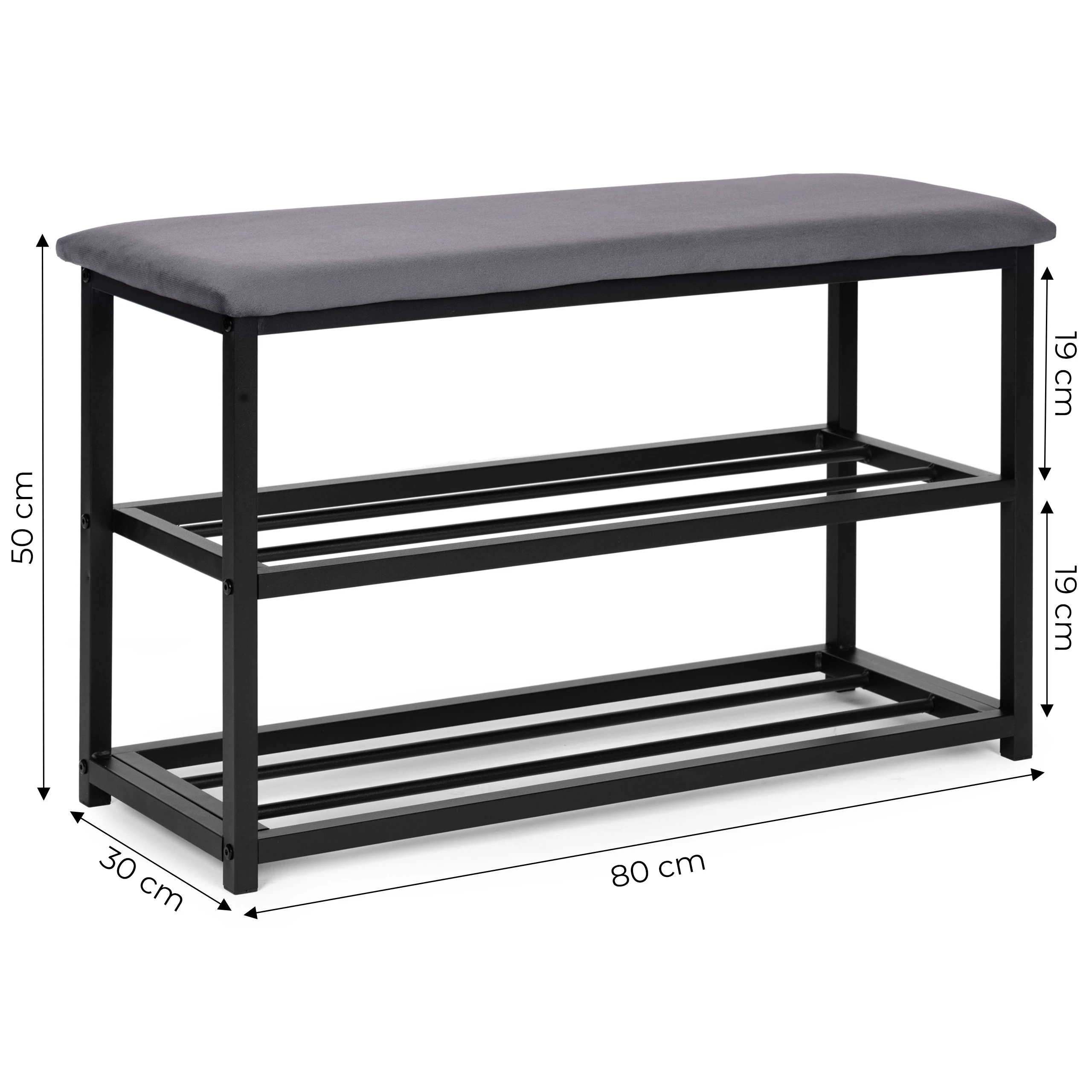Minkšta batų spintelė 80 cm, 2 lentynos aprašymas - Prekės nuotrauka