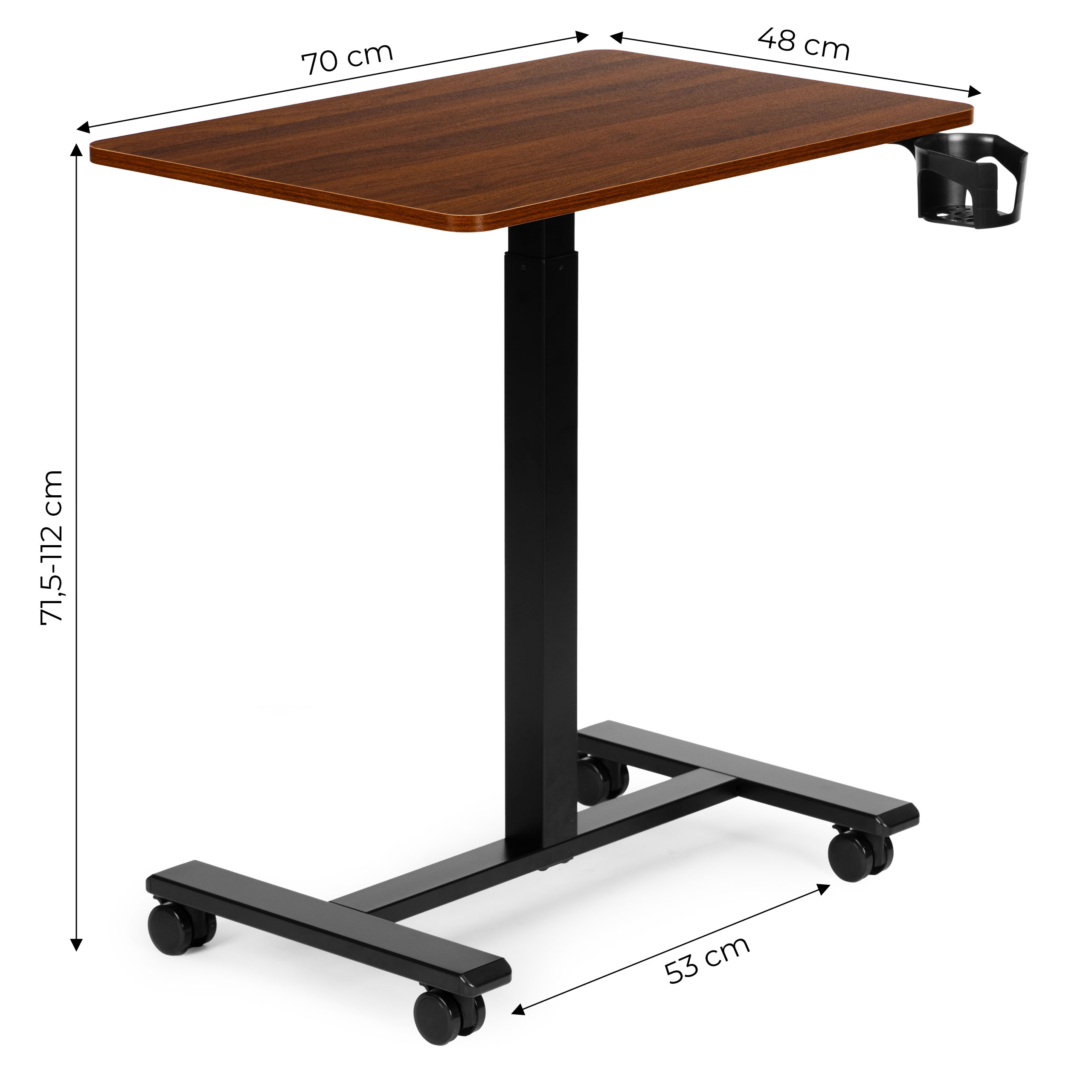 Mobilus rudas reguliuojamas stalas 70x48 cm ModernHome aprašymas - Prekės nuotrauka