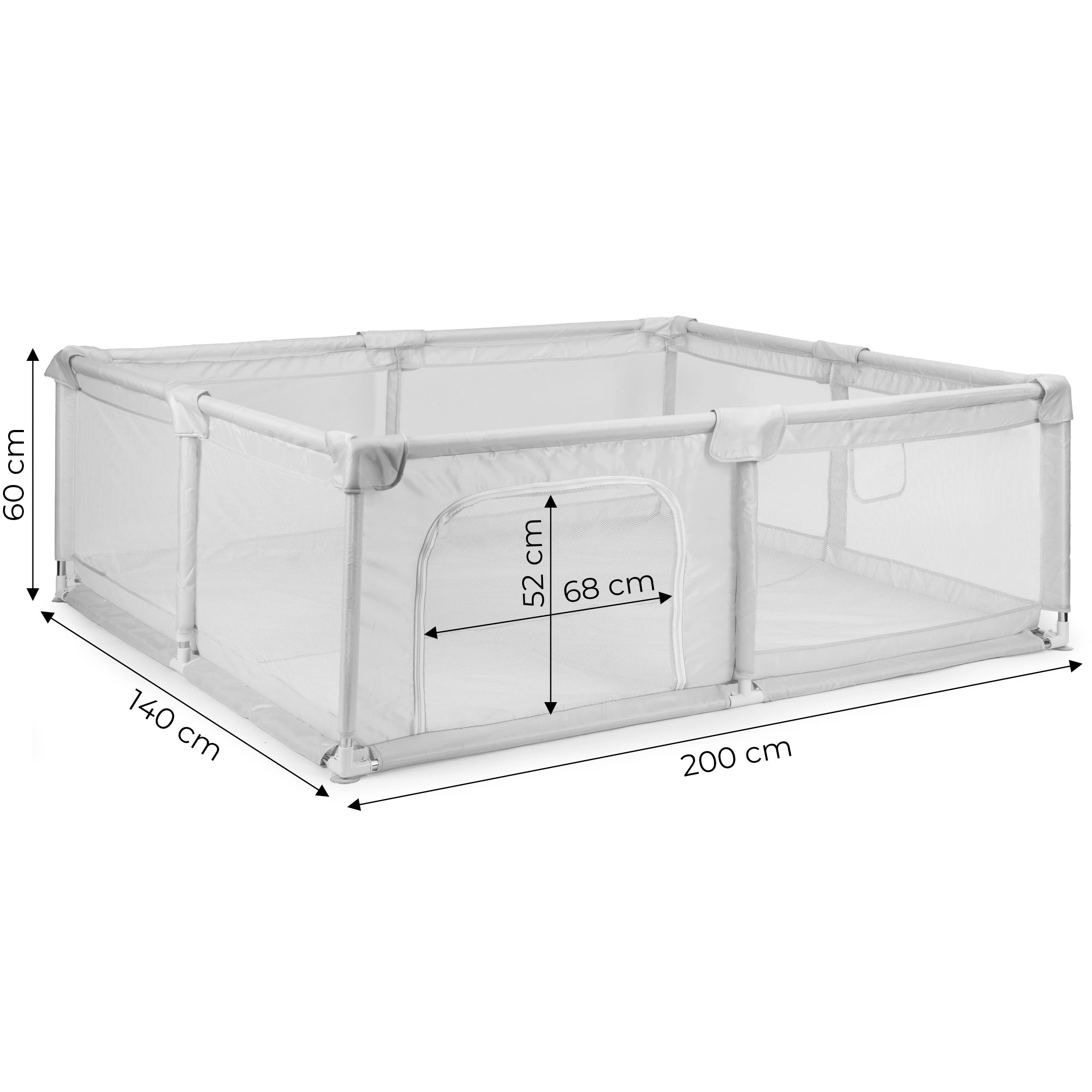 Vaikiškas maniežas 140 × 200 cm, sausas kamuoliukų baseinas, pilkas, ECOTOYS aprašymas - Prekės nuotrauka