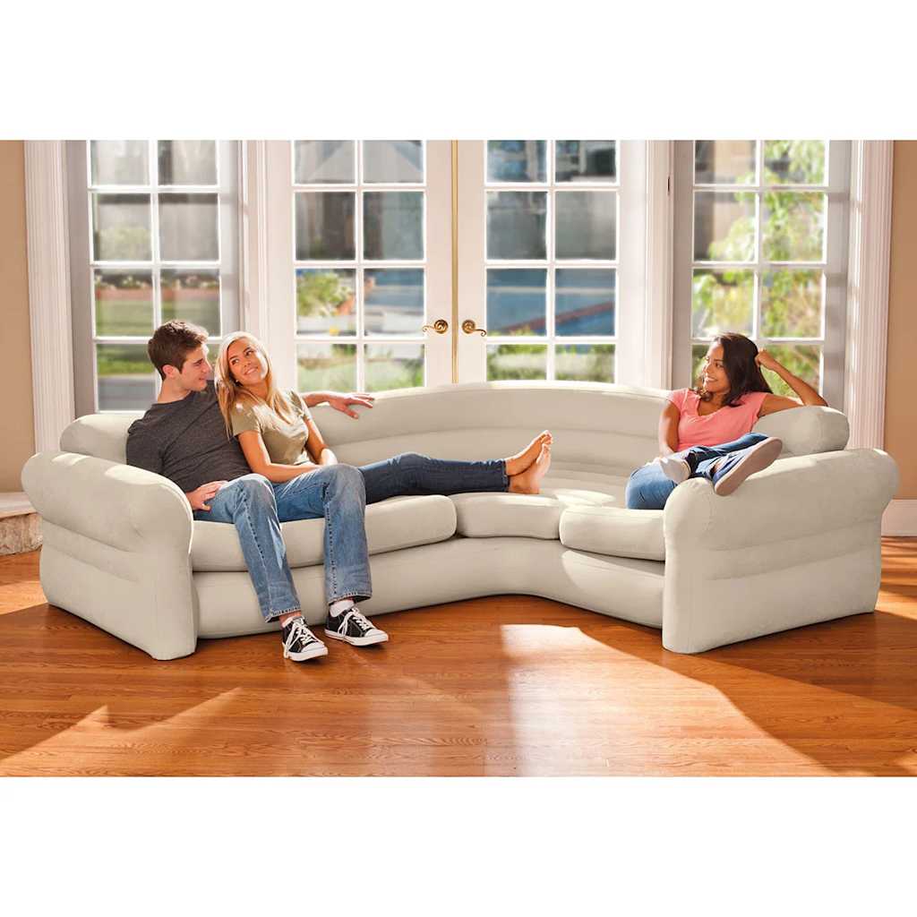 Pripučiama keturvietė kampinė sofa 257x203x76 cm INTEX 68575 aprašymas - Prekės nuotrauka