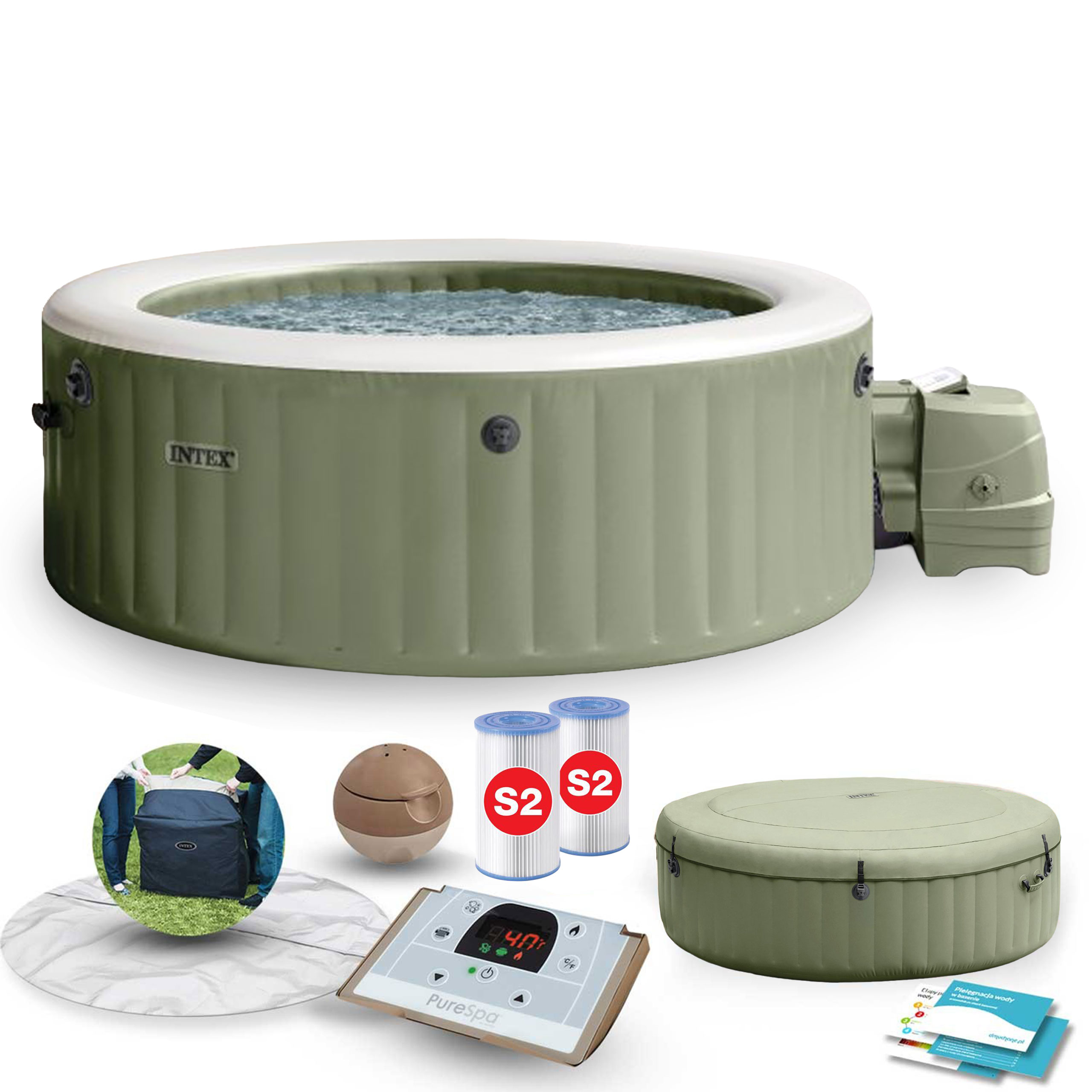 Pripučiamas SPA baseinas su hidromasažu 4 asmenims 196 x 71 cm INTEX 28426NP aprašymas - Prekės nuotrauka