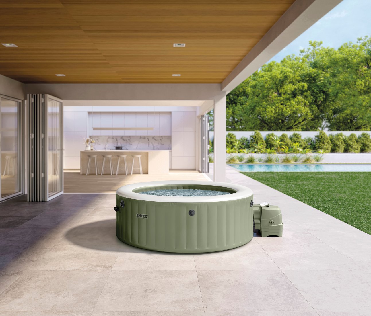 Pripučiamas SPA baseinas su hidromasažu 4 asmenims 196 x 71 cm INTEX 28426NP aprašymas - Prekės nuotrauka