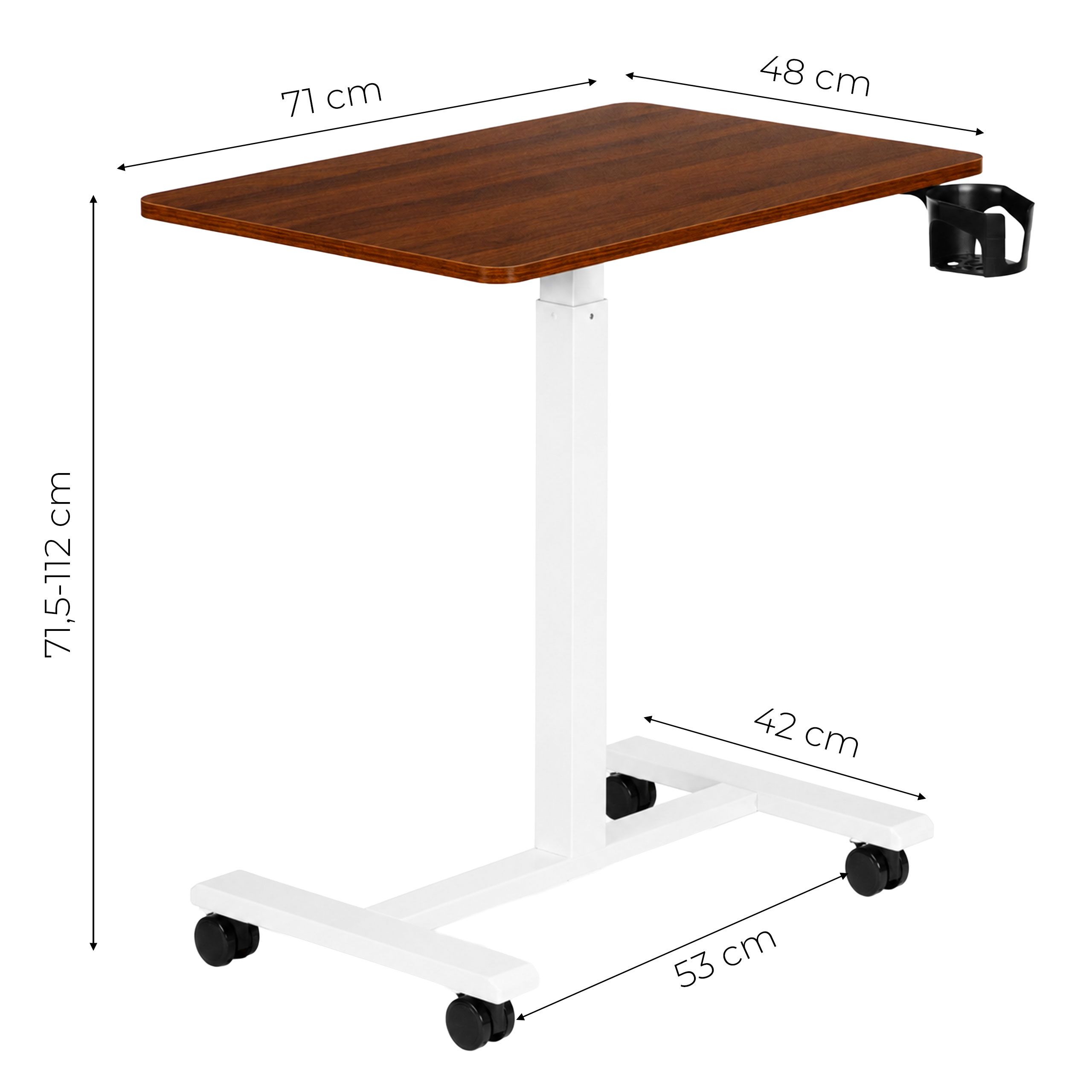 Rudas mobilus reguluojamo aukščio stalas 70x48 cm ModernHome aprašymas - Prekės nuotrauka