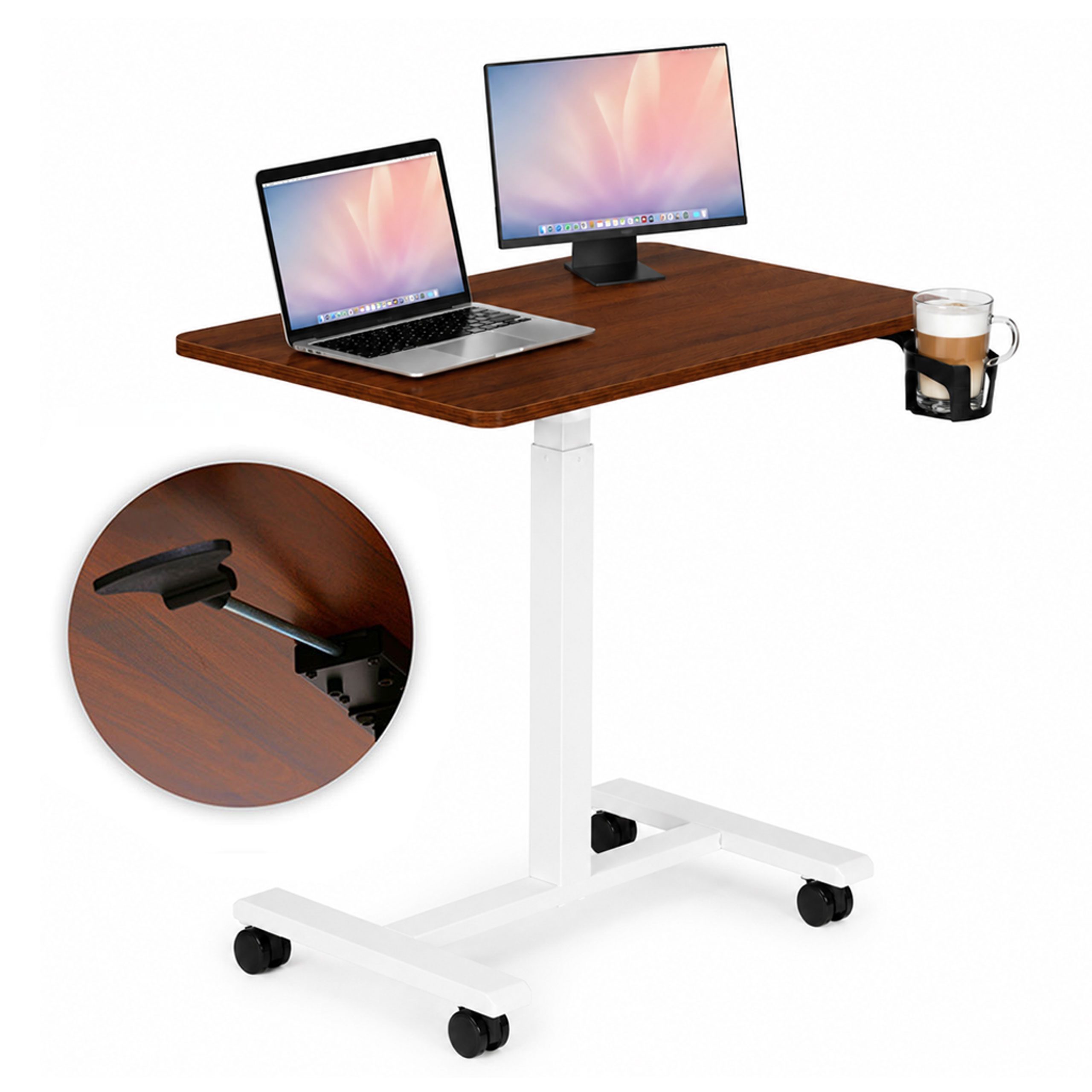 Rudas mobilus reguluojamo aukščio stalas 70x48 cm ModernHome aprašymas - Prekės nuotrauka