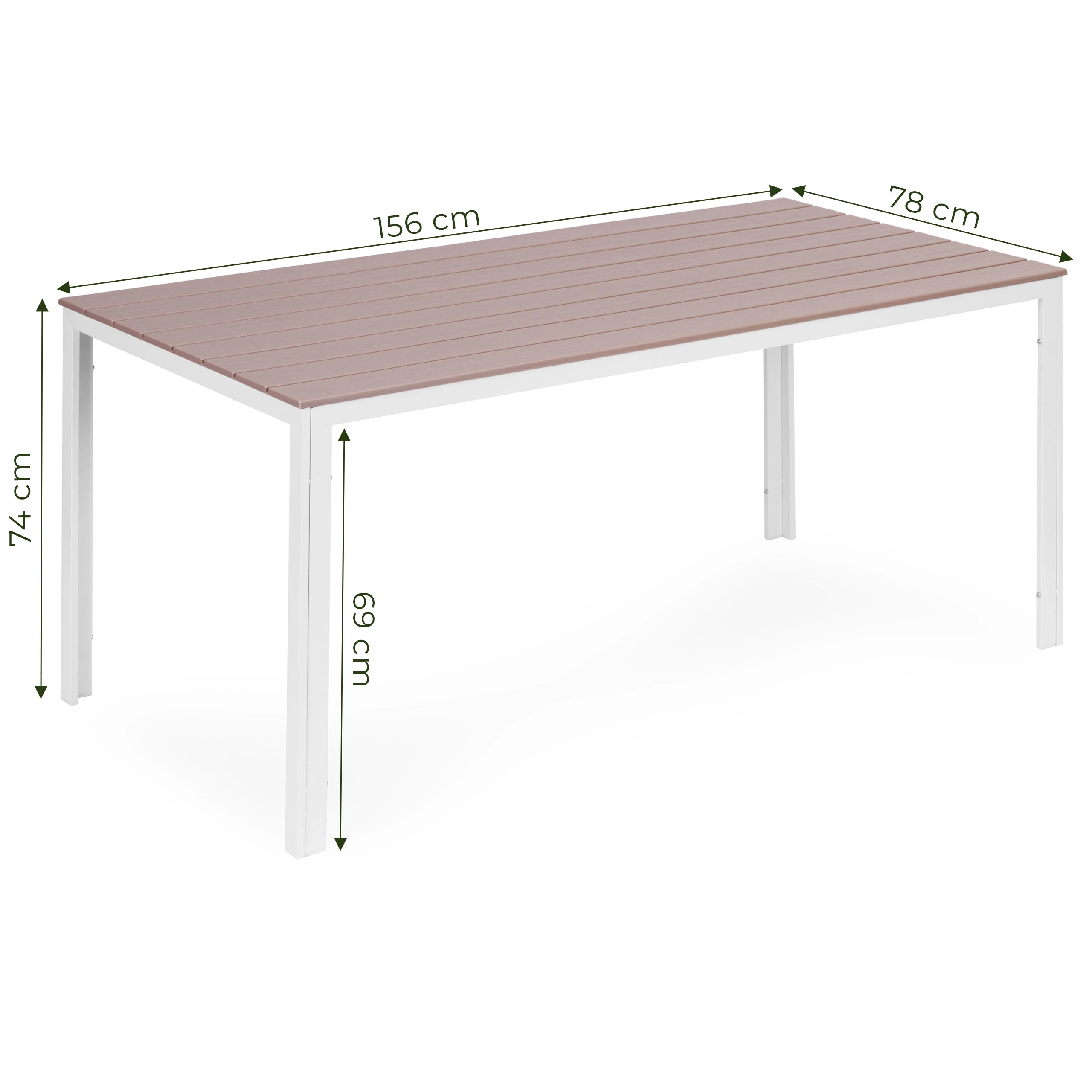 Smėlio spalvos stalas 6 asmenims 156 x 78 cm aprašymas - Prekės nuotrauka