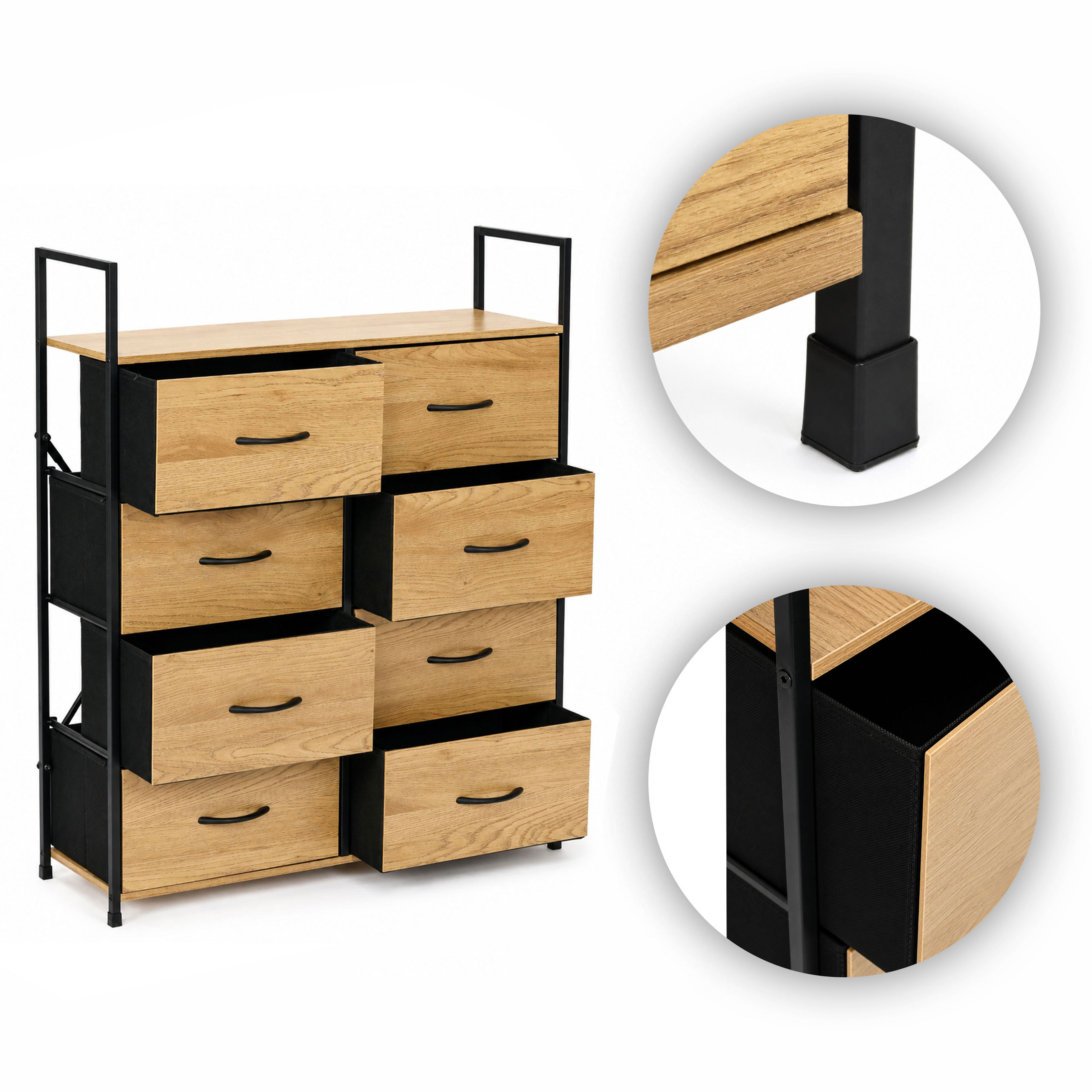 Spintelė su 8 audinio stalčiais 80 cm ModernHome aprašymas - Prekės nuotrauka